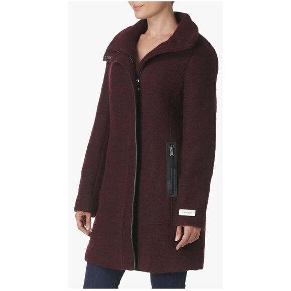 Calvin Klein Womens Small Wool Jacket Maroon NWT - Picture 1 of 10